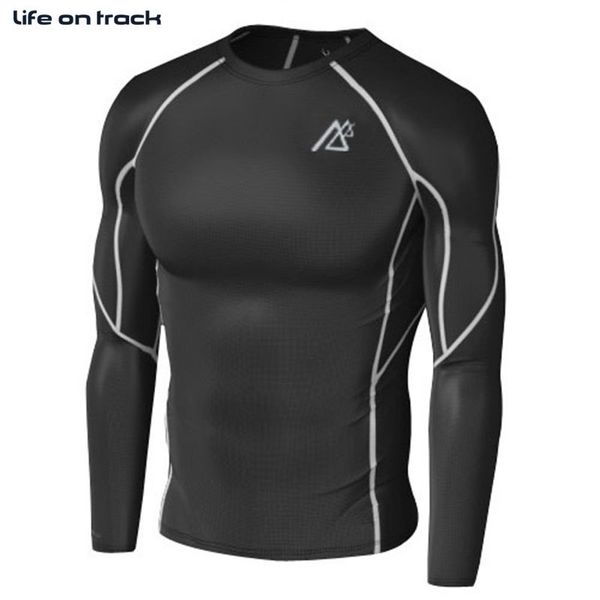 

bodybuilding fitness tights black running compression base layer long sleeve shirts for men cycling jerseys 2015, Black;blue