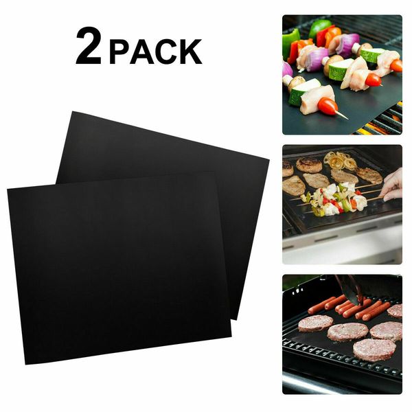 

lot of 2 mats easy bbq grill mat bake nonstick grilling mats usa new