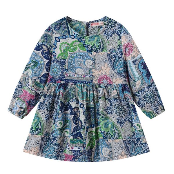 

girls dress vestidos long sleeve autumn print princess kids dresses for casual party wedding girl baby clothes toddler 19jan28, Red;yellow
