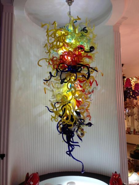 Hotel Lobby Big Crystal Chandelier LED Luzes 110V / 240V 100% Handmade Murano Glas Art Pendurado Lâmpadas Candelabros