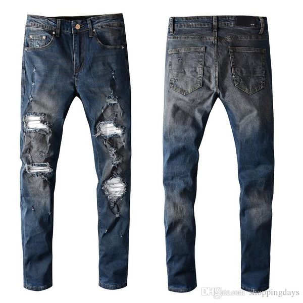 

конѬђкоѬ джин пѬоблемне Ѭване ан мооикл soldier mens slim fit denim straight байкеѬ п, Blue