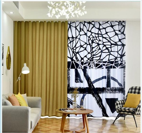 

3d curtains new curtains simple modern personality geometric abstract bedroom living room blackout curtains