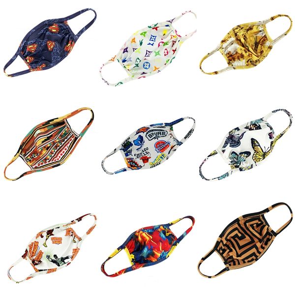 

designer printed face mask cotton masks washable elastic ear loop small daisies lattice reusable print dustproof foldable #843, Black