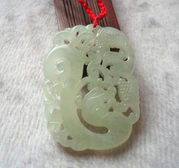 

natural white jade dragon and phoenix regenerative edge hollow jade pendant pendant wholesale jade factory direct, Silver