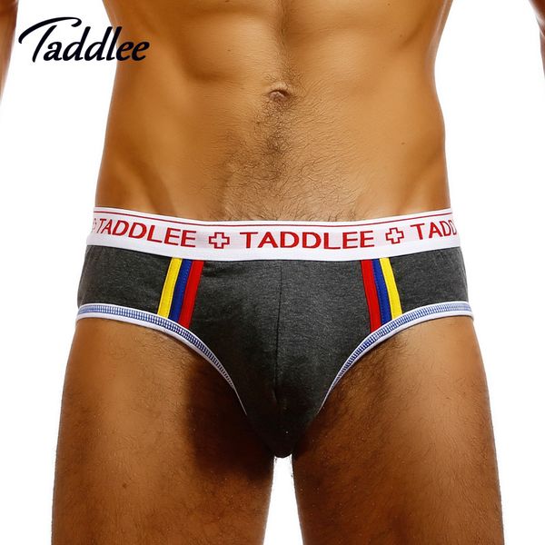 

taddlee brand men underwear briefs bikini low waist designed men's underwear trunks gay pouch wj man briefs cotton, Black;white