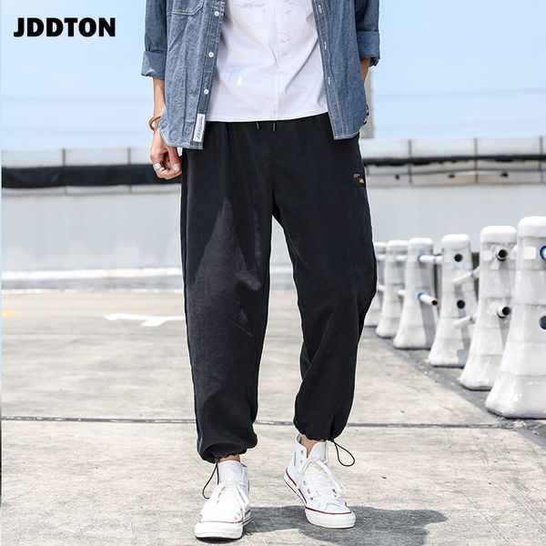 

jddton men's loose pants spring autumn thin jogger sweatpant sportwear casual streetwear ankle length pant hip hop trouser je265, Black