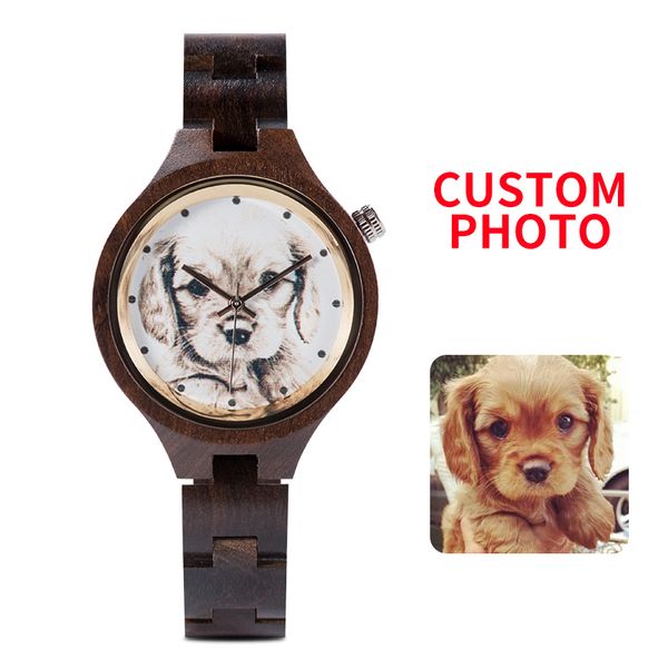 

customize p wood watch women personality creative design uv customization laser print oem birthday christmas ladies watches, Slivery;brown