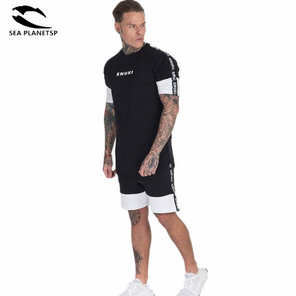 

men sportsuits sets 2018 fashion sportswear tracksuits sets men's gyms t-shirt+shorts two piece set men short sleeve t shirt, Gray