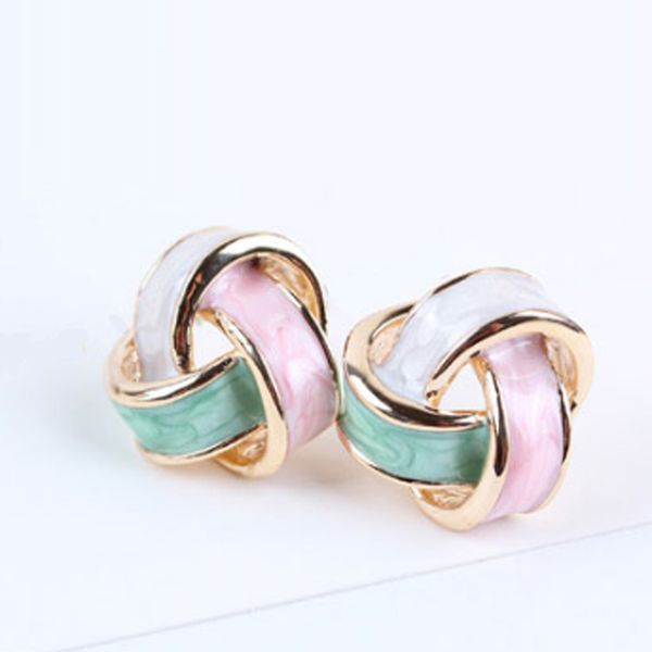 

2018 new style fashion triangular spiral enamel earrings jewelry accessories korean version elegant and generous gift, Golden;silver