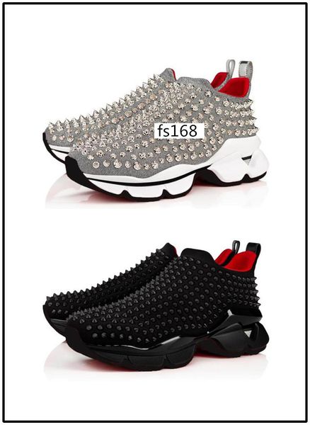 

с коробкой дизайнерская обувь спайк носок донна шипованные шипы кроссовки красное дно мужские женские шипы тренировочные ботинки 2, Black