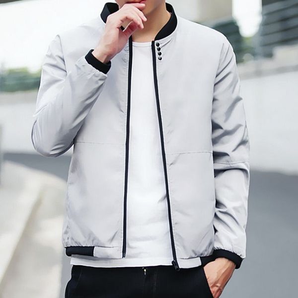 

2020 новая весна осень повседневный твердая мода тонкий мужчины bomber jacket муж baseball мужские ветровки куртки пальто мужская куртка xl, Black;brown