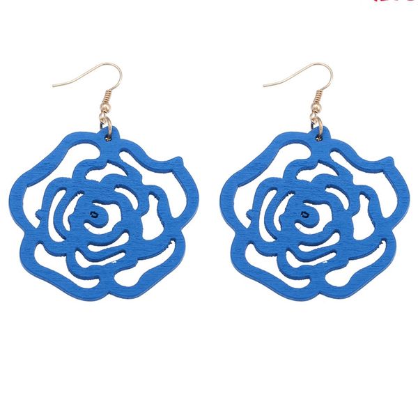 

8pair european and american new fashion national wind earrings hollow rose wood earrings women jewelry gifts 8color r-17, Silver