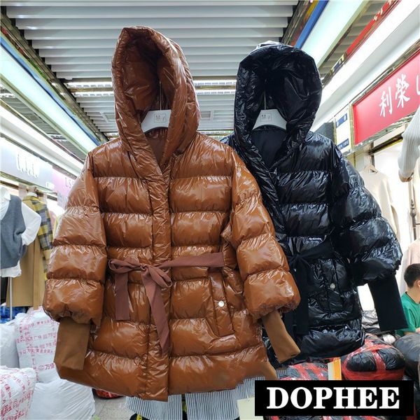 

women's hooded parkas 2019 autumn winter new solid color cotton-padded jacket lady student casual down jacket coat manteau femme, Black