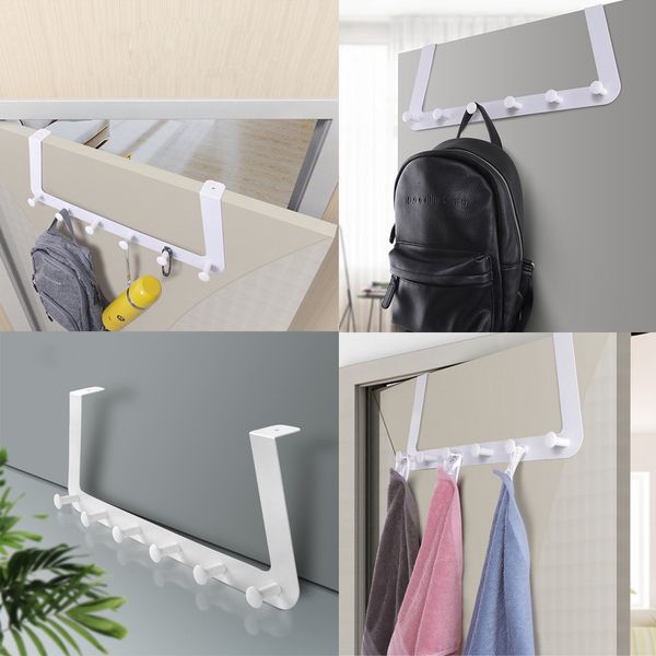 

behind the door 6 linked carbon steel hooks clothes hat scarf storage hangers holders home sundries organizer