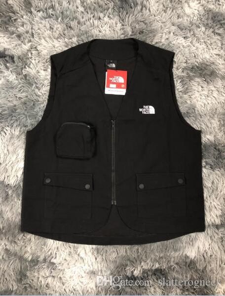 

2019 autumn new north limited vest canvas wash water craft pocket men's and women's vest jacket m-2xl, Black;white