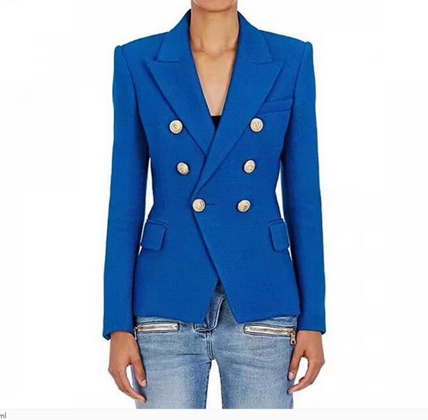 

brand design double-breasted suit jackets 2018 spring runways women's buttons blazers chic slim fit short coat, White;black