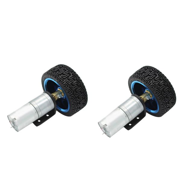 

2pc tire wheel with dc12v gear motor for robot diy shaft 4mm silver