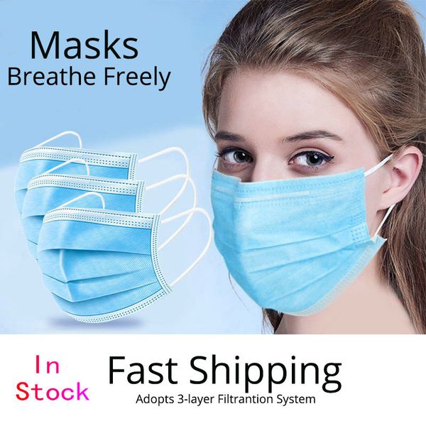 

disposable mask 3 layers non woven anti-dust waterproof face facial protective cover respirator mouth pm2.5 safety masks