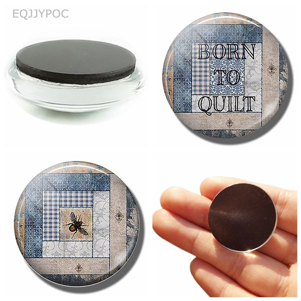 

quilting bee fridge magnets 30mm 50mm glass cabochon magnetic refrigerator stickers decor teacher's whiteboard blackboard magnet