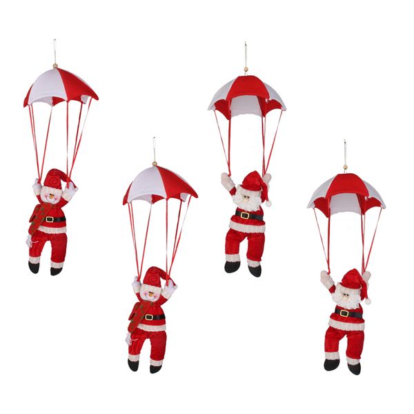 

4pcs christmas santa claus snowman doll parachute xmas tree hanging decoration