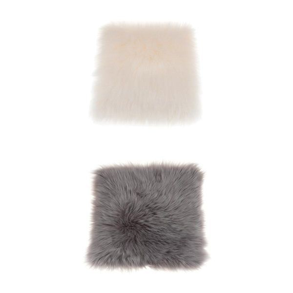 

2pcs faux fur area rug soft throw bedroom lounge floor carpet square shaped