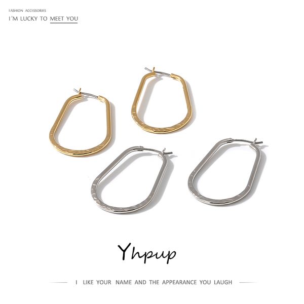 

yhpup korean geometric hoop earrings temperament copper 16 k minimalist jewelry brincos for women office accessories gift 2020, Golden;silver