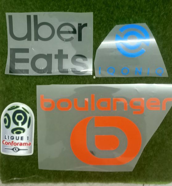 

2019-2020 marseille sponsor flocking printing soccer badge iron on patch