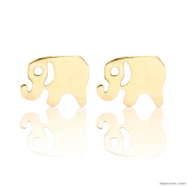 

Women Lovely Smart Elephant Tiny Stud Earrings New Animal Shape Jewelry Stainless Steel Stud Earrings For Girl Birthday E063