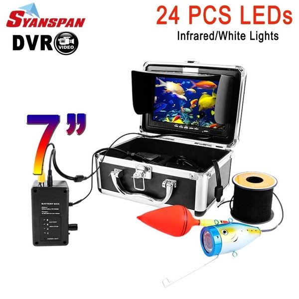 

syanspan original 15/30/50m fishfinder hd 1000tvl fish finder underwater ice fishing video camera 7" lcd monitor 24 white leds