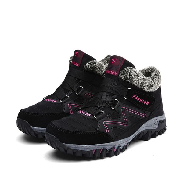 

2019 winter snow boots women plus velvet warm old shoes middle-aged women's cotton boots large size non-slip outdoor men, Black