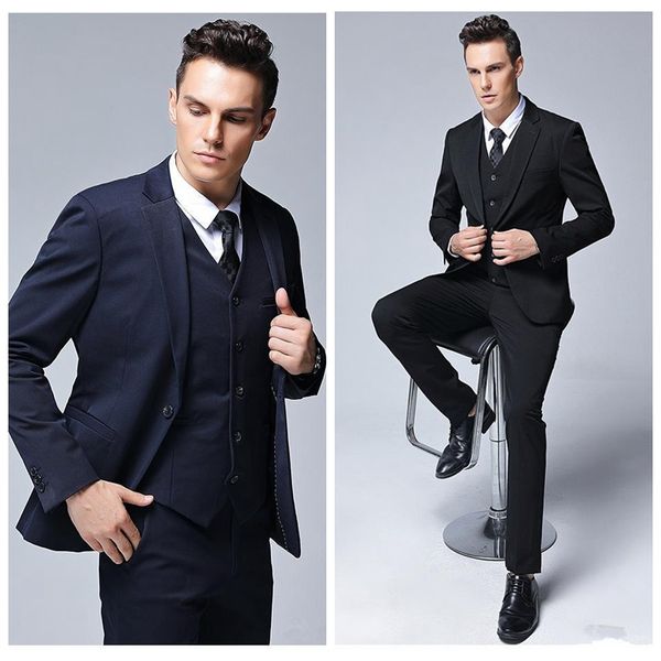 

элегантные мужские свадебные костюмы жених тонкий подходящий жених смокинги мужчин две части костюм жениха groomsmen формальные деловые курт, Black;gray