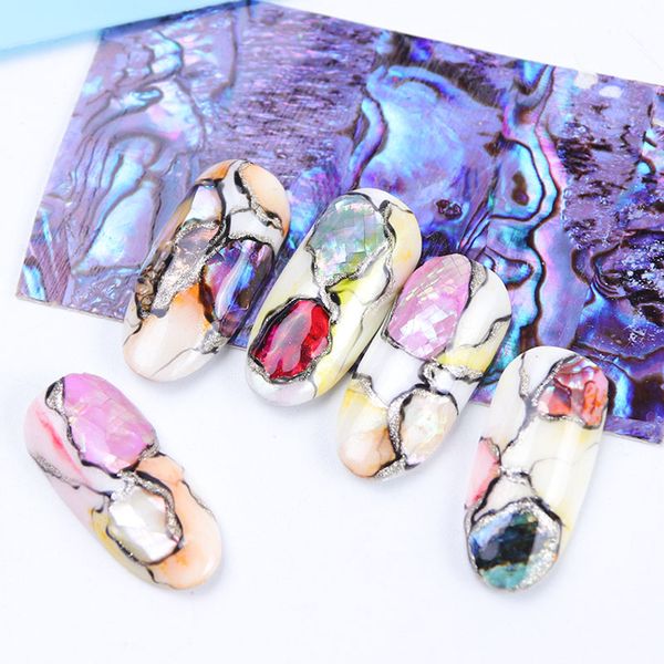 

1pcs seashell abalone nail art stickers mermaid adhesive decals nail decorations marble wraps 3d flakes manicure sliders tr747, Black