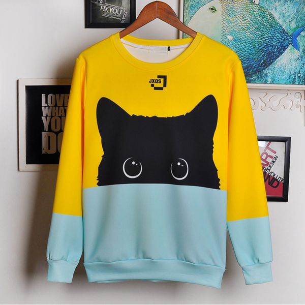 

2018 new fashion men women black cat cute girls cool fashion 3d print tyle sweatshirt enchantress pullover streetwear