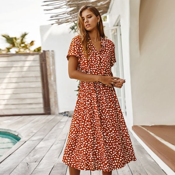 

2020 New and hot sales lady short sleeve printed summer dress