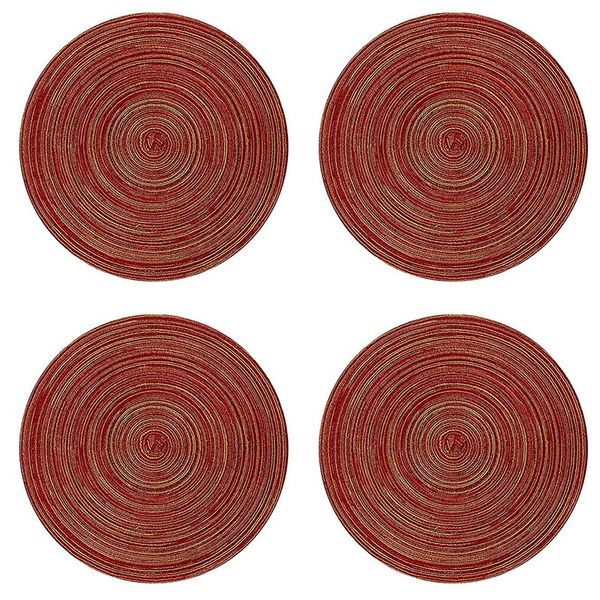 

round placemats for dining table heat resistant wipeable placemat washable kitchen place mats set of 4,red round