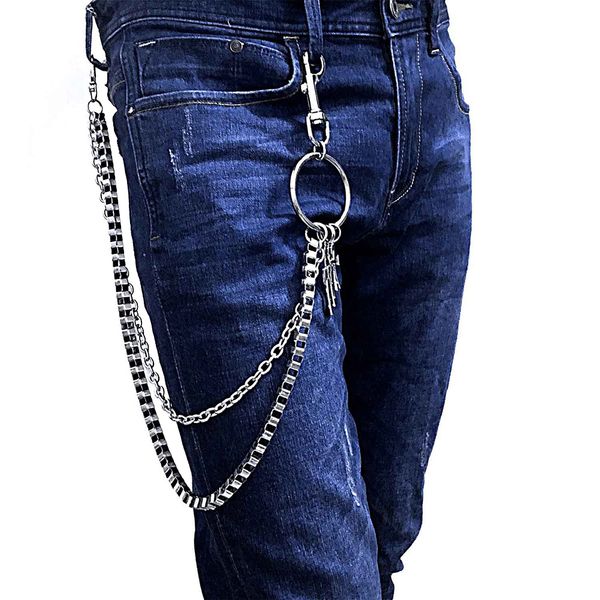 

2layer punk hip hop hook trousers jeans pant wallet key chain waist belt chain metal silver fashion men women jewelry