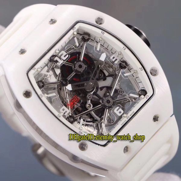 

top edition rm 012 белый керамический корпус япония miyota автоматический механический скелет циферблат rm012 мужские часы каучуковый ремешо, Slivery;brown