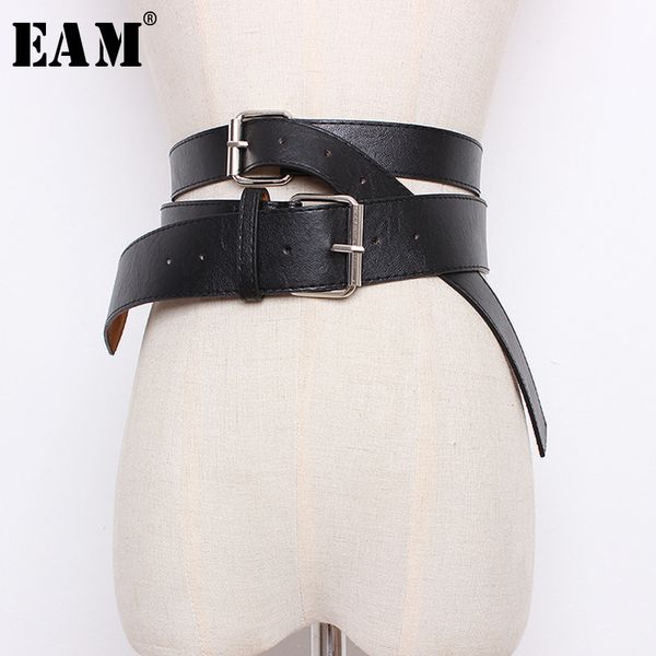 

eam] 2019 новой весна лето сплошного цвета pu кожа двойной пряжка нерегулярной длинные пояса женщины мода tide все матч lc119 y200117, Slivery;black