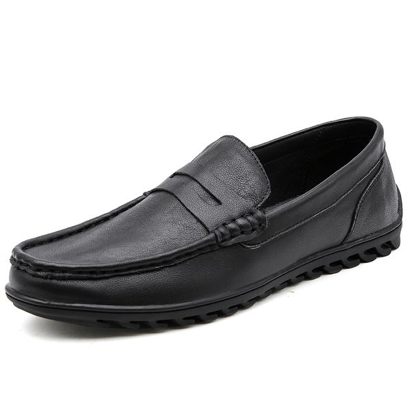

size 44 men casual shoes fashion men shoes genuine leather loafers moccasins slip on men's flats male driving %j1909, Black