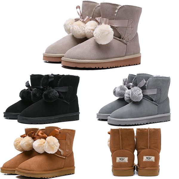 

2019 nice WGG Women's Australia Women girl tall Hairball boots Snow Winter boots pink grey Khaki black boots outdoor shoes