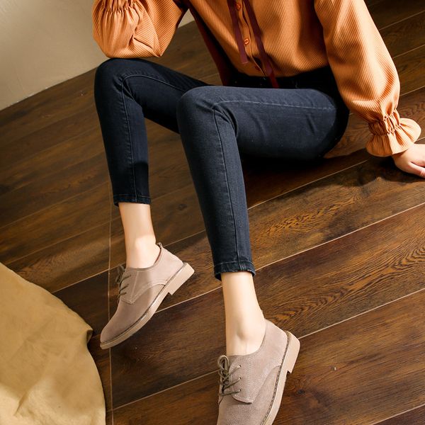 

2019 spring and autumn new style women's dress slimming high-waisted black jeans women's capri skinny pants pencil students pant, Blue