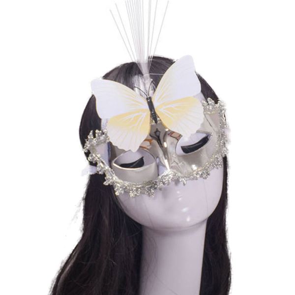 

beautiful led fiber ladies women butterfly mask luminous halloween accessory ball mask party masquerade supplies random color