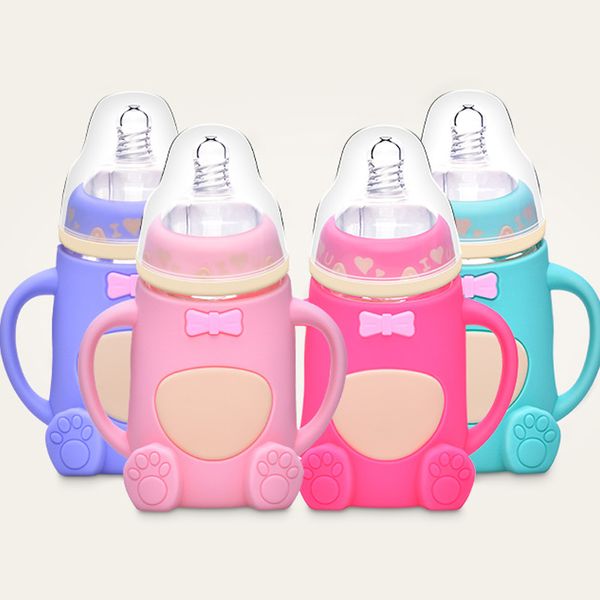 

baby milk feeding bottle kids safe cup infant juice water feeding glass bottle cup baby mamadeira vidro