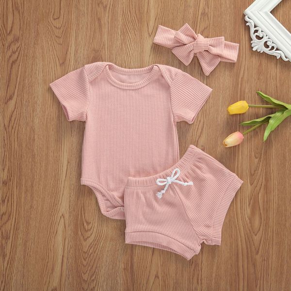

2020 spring and summer baby suit jumpsuit + short+bowknot three-piece suit, White