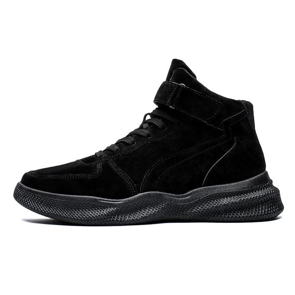 

mens chunky shoes autumn winter leather shoes men casual shoes leather outdoor high sneaker homens sport schoenen mannen, Black