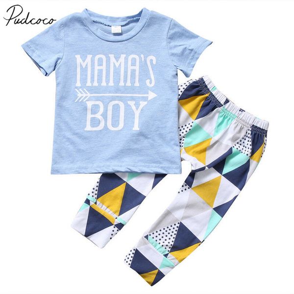 

2019 baby summer clothing newborn infant baby kids mamas boy t-shirt long pants 2pcs sets playsuit arrow print outfits clothes, White