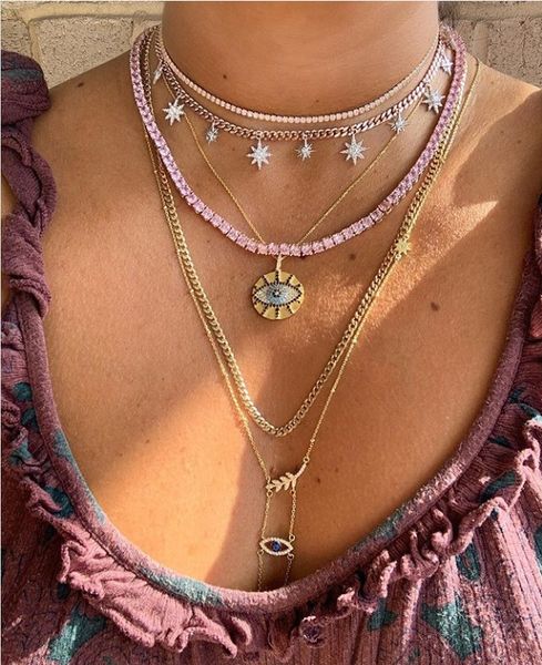 

золото заполнены женщины choker майами кубинский звено цепи с звездообразования звезды очарование колье 32 + 8 см ожерелья с камнями проложи, Silver