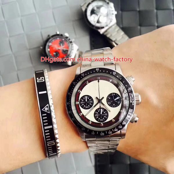 

4 style vintage 38mm cosmograph paul newman 6263 chronograph asia cal.7750 movement mechanical hand-winding mens watch watches, Slivery;brown