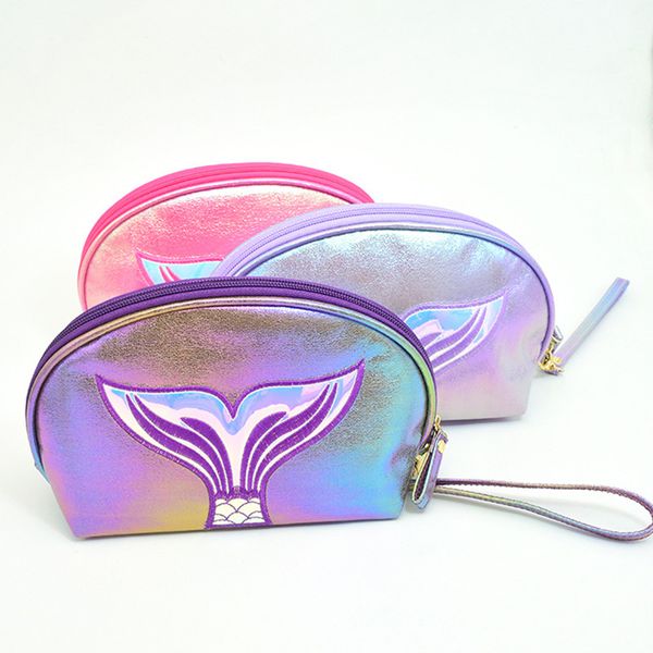 

2019 new fashion laser cartoon mermaid multifunction makeup bag travel toiletry organizer beauty storage travel pouch