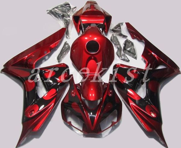 

новый комплект обтекателей абс, пригодный для honda cbr 1000rr cbr1000 06 07 cbr1000rr 06 07 2006 2007 черный красный глянцевый